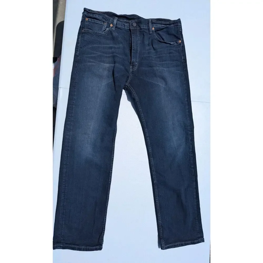 Mens Levi's 505 Regular Fit Jeans 38x32 Blue Medium Dark Wash Straight Leg